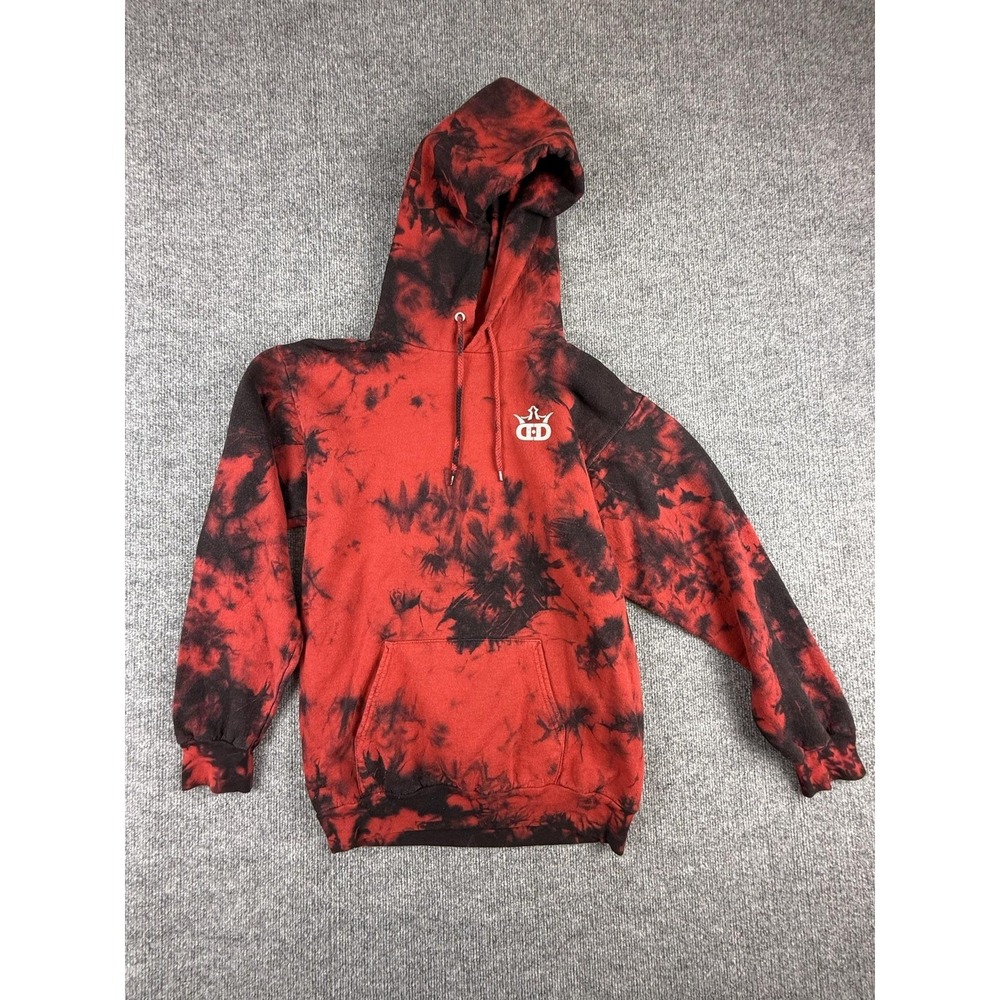 Port & Company Hoodie Mens Small Red Black Tie Dye Disc Golf Graphic Pullover